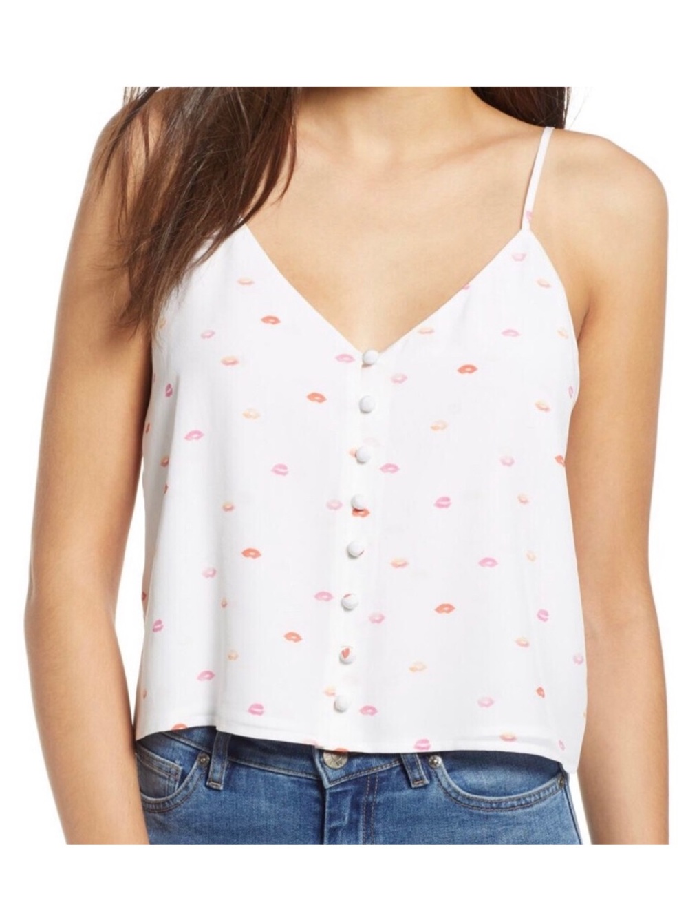 Rails Aubry V Neck Cropped Cami in Rossetto Size S